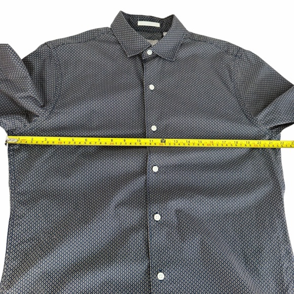 TED BAKER Blue Geometric Print Button Down Shirt Stretch Cotton m - Picture 13 of 14